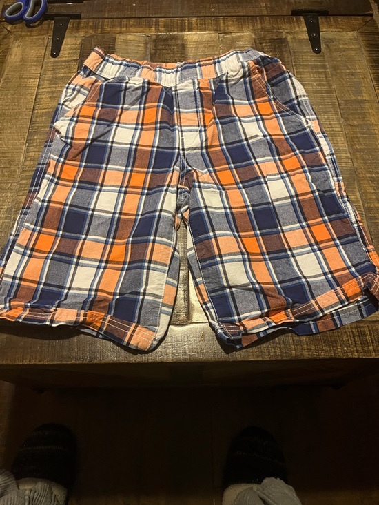 The Children's Place Other - Kid’s Plaid Cotton Blend Shorts - Orange & Blue